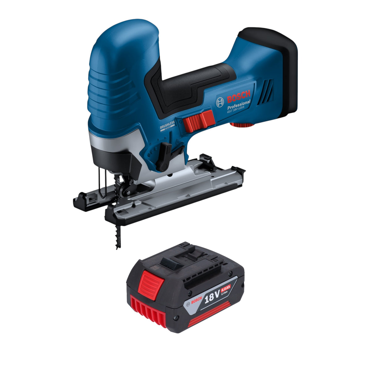 Bosch GST 18V-125 S Sierra de calar profesional sin cable 18 V 125 mm sin escobillas + 1x acumulador 4,0 Ah - sin cargador