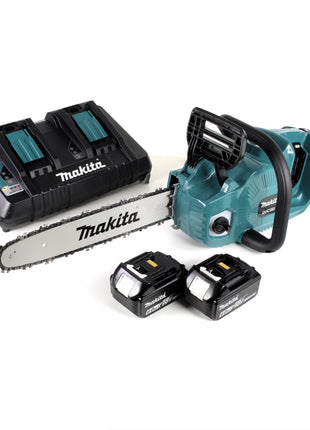 Makita DUC 355 PG2 Akku Kettensäge 36V ( 2x18V ) Brushless 35 cm + 2x 6,0 Ah Akku + Doppelladegerät - Toolbrothers