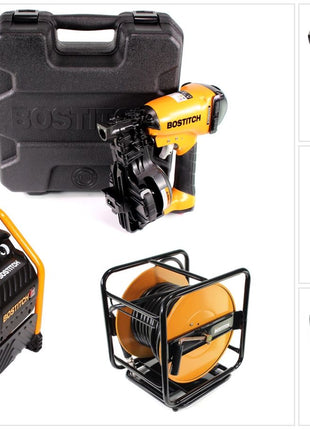 Bostitch RN46K-2-E Druckluft Nagler + RC10SQ-E Baustellen Kompressor 9,4 Liter + Druckluftschlauch 30m + Koffer - Toolbrothers