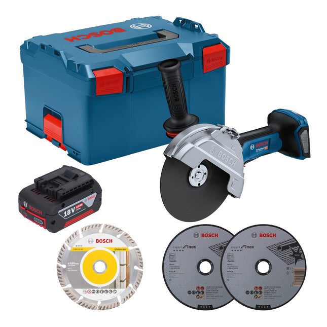 Bosch GWS 18V 180 P Professional Akku Winkelschleifer 18 V 180 mm Brushless 1x Akku 4 0 Ah L Boxx ohne Ladegeraet 0 - toolbrothers