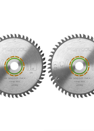 Festool Feinzahn Kreissägeblatt HW 160 x 20 x 2,2 mm W48 160 mm 48 Zähne ( 2 x 491952 ) - Toolbrothers