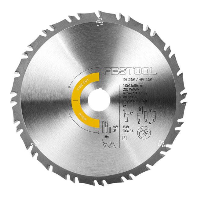 Festool HW 160x1 6x20 FWWW35 Kreissaegeblatt WOOD FINE CUT 160 x 1 6 x 20 mm 578586  0 - toolbrothers