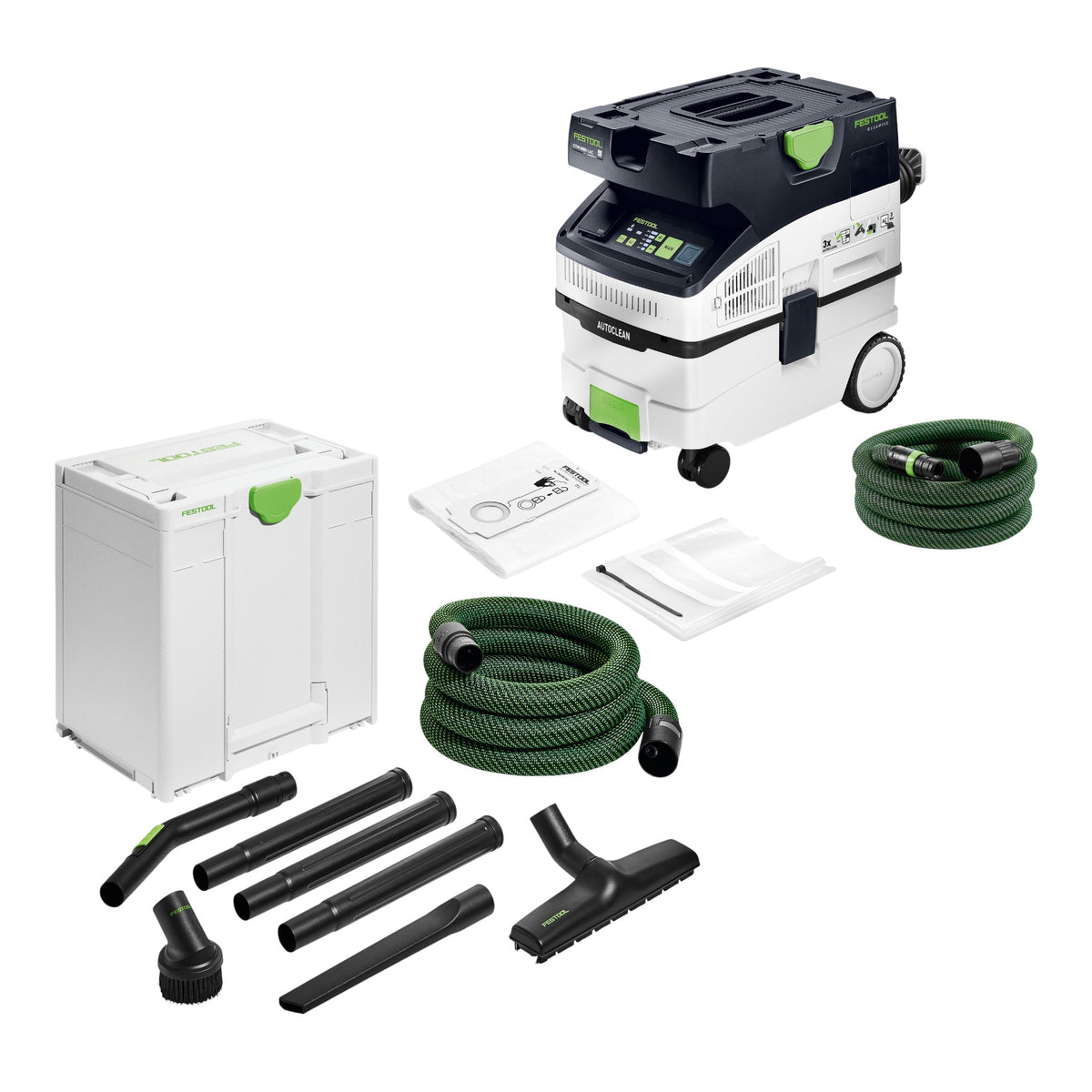 Festool CTM MIDI I AC CLEANTEC Aspirador móvil 1200 W 15 l Clase de polvo M + Kit de limpieza para artesanos