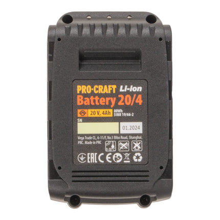 Procraft 20 4 Akku 20 V 4 0 Ah 4000 mAh Li ion mit Ladestandsanzeige 4 - toolbrothers
