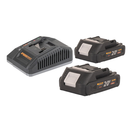 Procraft Starter Pack C20 6 5 Schnell Ladegeraet 20 V 6 5 A 2x 20 2A Akku 2 0 Ah 0 - toolbrothers