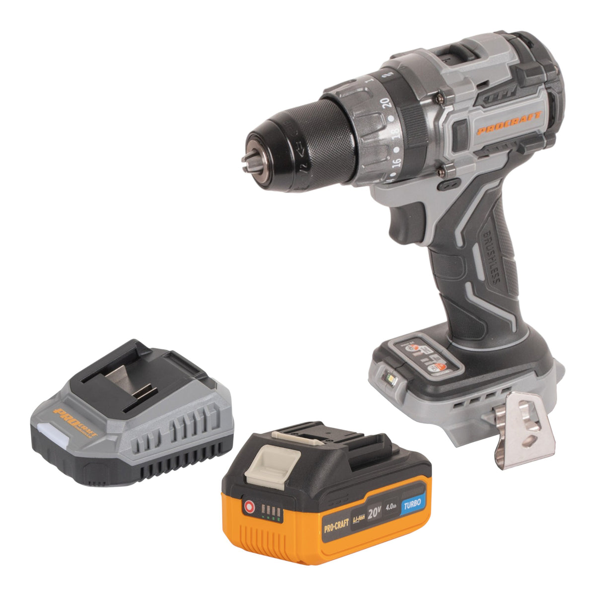 Taladro atornillador a batería Procraft CD20Abb 20 V 85 Nm + 1 batería 4,0 Ah + cargador