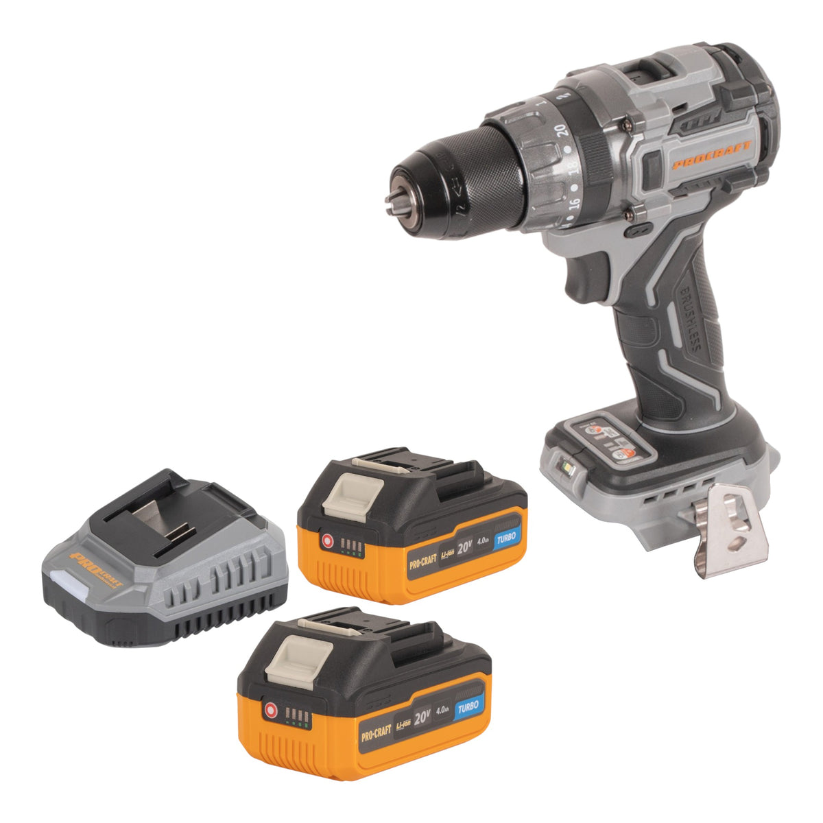 Taladro atornillador a batería Procraft CD20Abb 20 V 85 Nm + 2 baterías de 4,0 Ah + cargador