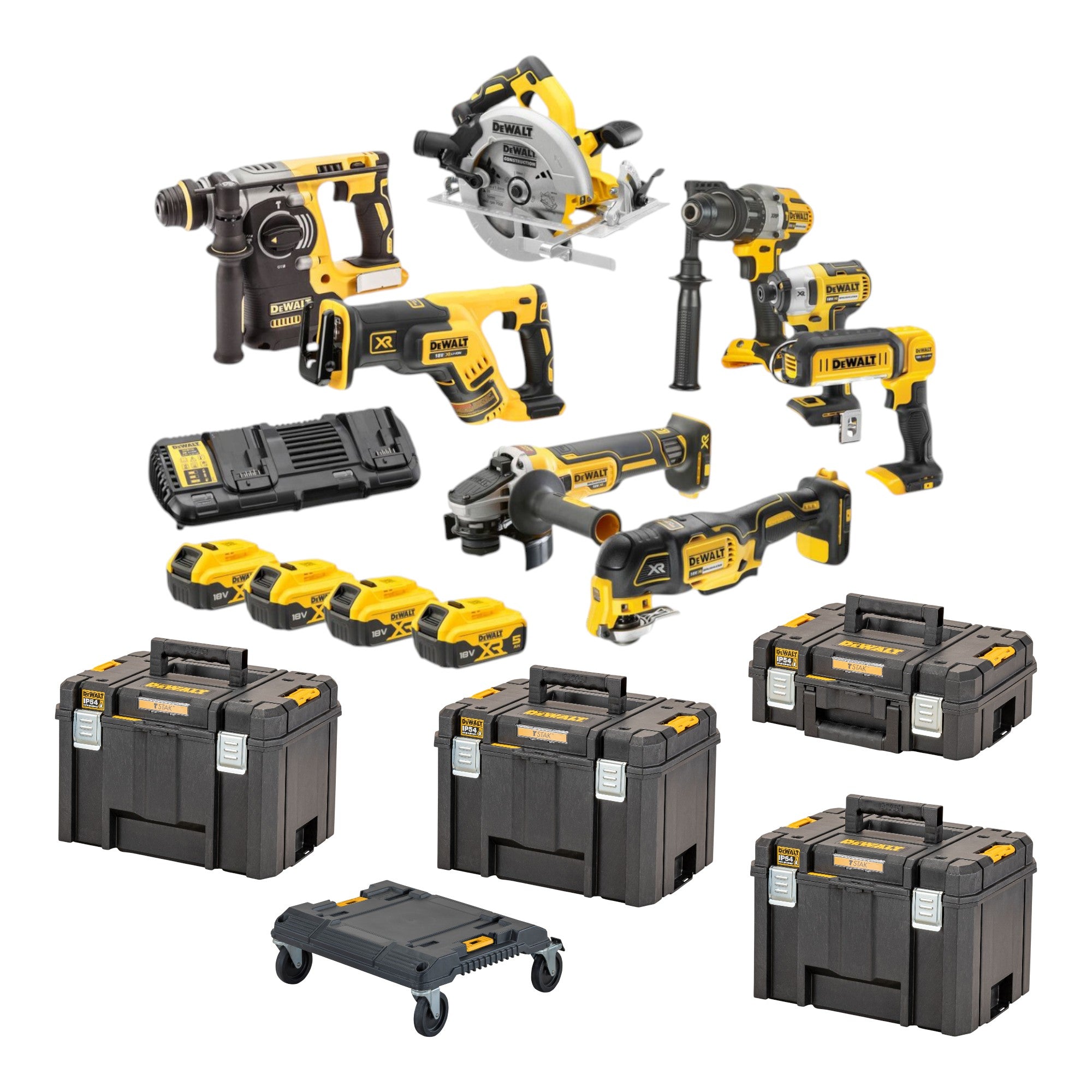 DeWalt DCK 853 P4T Akku Werkzeug Set 18 V DCD 996 DCF 887 DCH 273 DCG 405 DCS 367 DCS 356 DCS 565 DCL 050 4x Akku 5 0 Ah Ladegeraet 4x T STAK Trolley 0 - toolbrothers