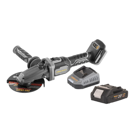Procraft Industrial AG125Cbb Akku Flachkopf Winkelschleifer 20 V 125 mm Brushless 1x Akku 2 0 Ah Ladegeraet 0 - toolbrothers