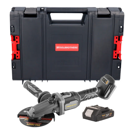 Procraft Industrial AG125Cbb Akku Flachkopf Winkelschleifer 20 V 125 mm Brushless 1x Akku 2 0 Ah RHINO Toolcase ohne Ladegeraet 0 - toolbrothers