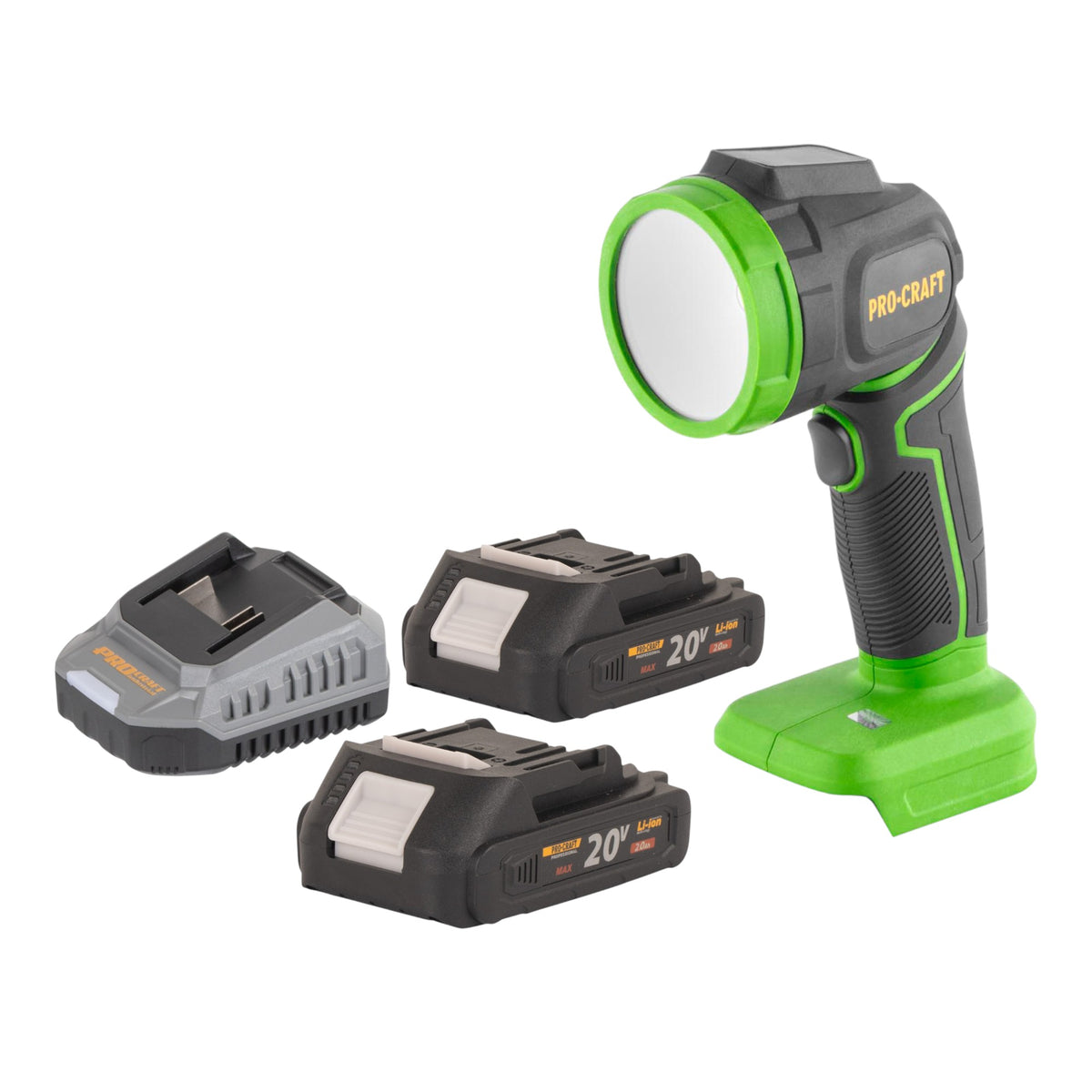 Procraft LL18bb Foco LED recargable 20 V 300 lm + 2x batería 2,0 Ah + cargador