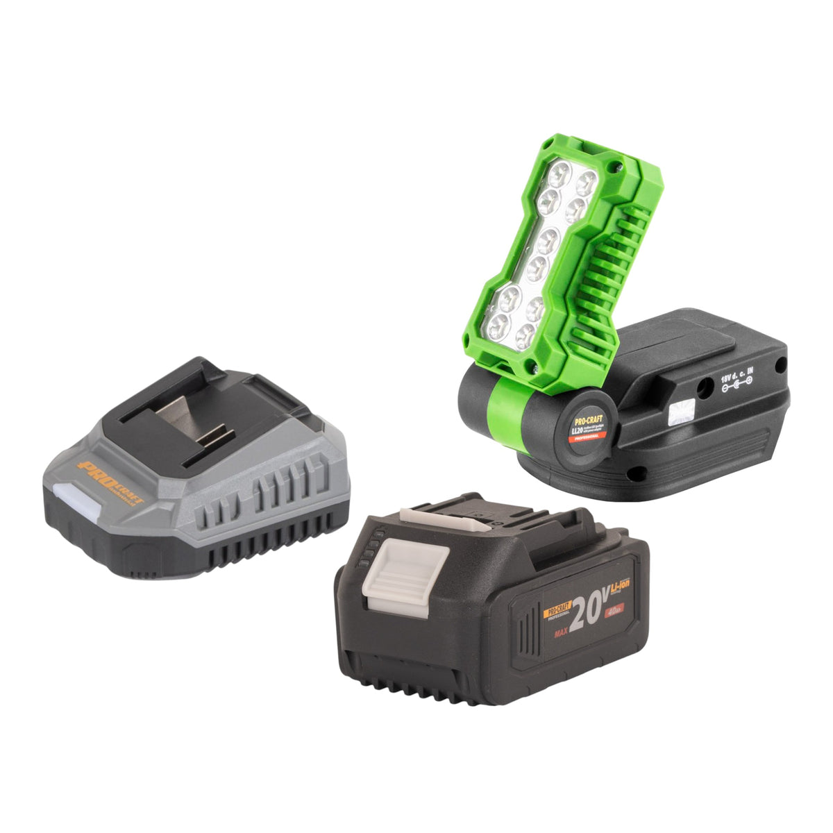 Procraft LL20bb Foco LED recargable 20 V 500 lm + 1 batería 4,0 Ah + cargador