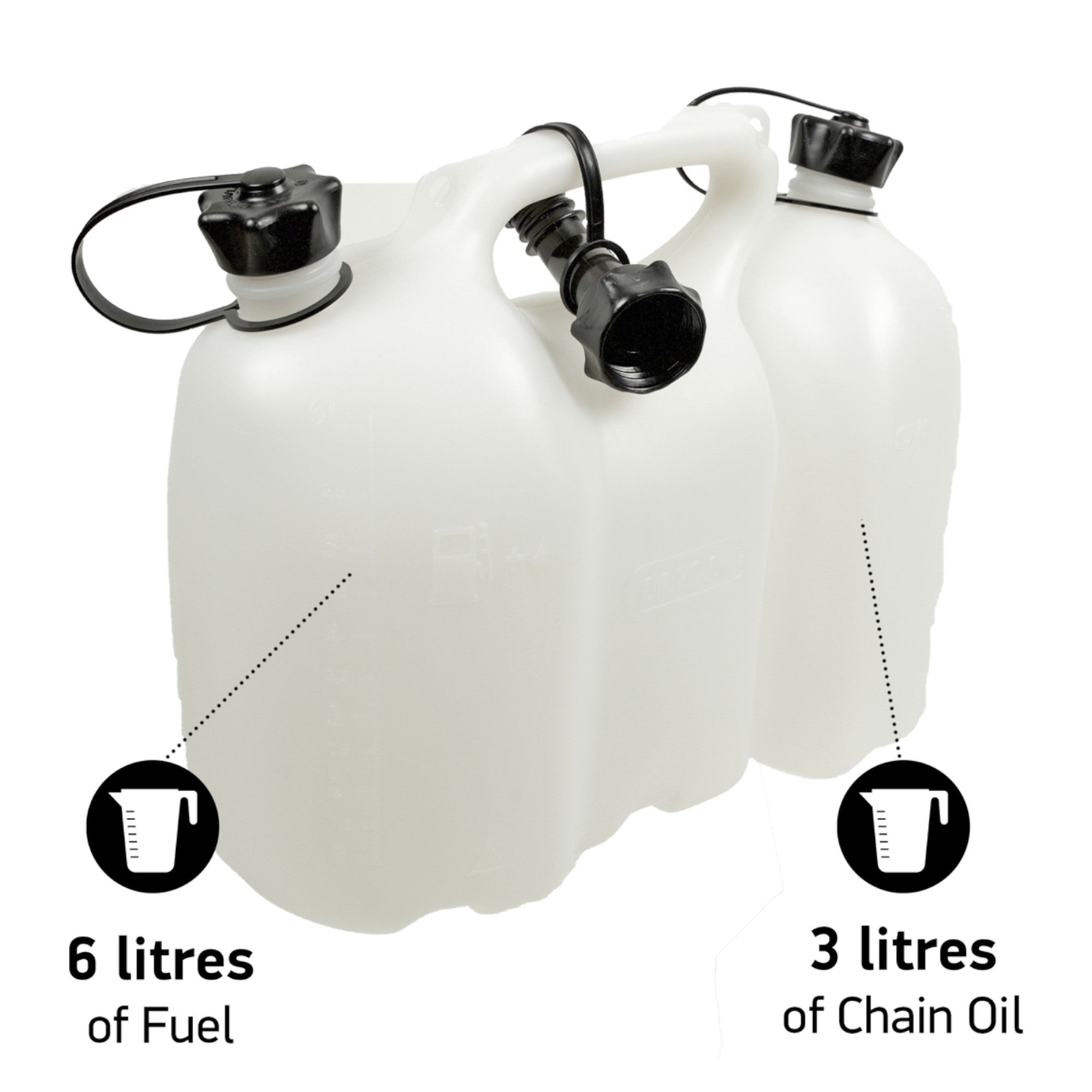 Oregon Kombikanister 6 3 l weiss transparent fuer Kraftstoff und Kettenoel 562406  1 - toolbrothers