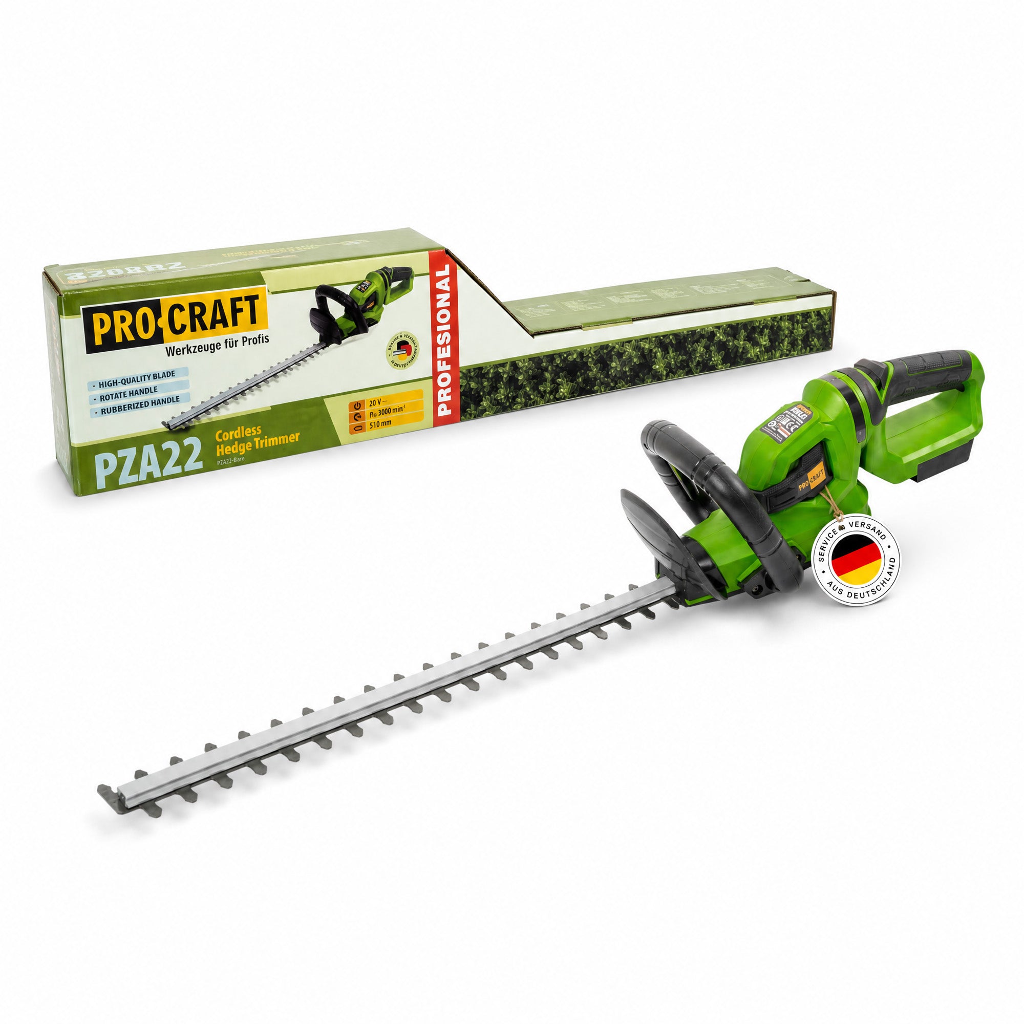Procraft PZA22 Akku Heckenschere 20 V 510 mm Solo ohne Akku ohne Ladegeraet 0 - toolbrothers