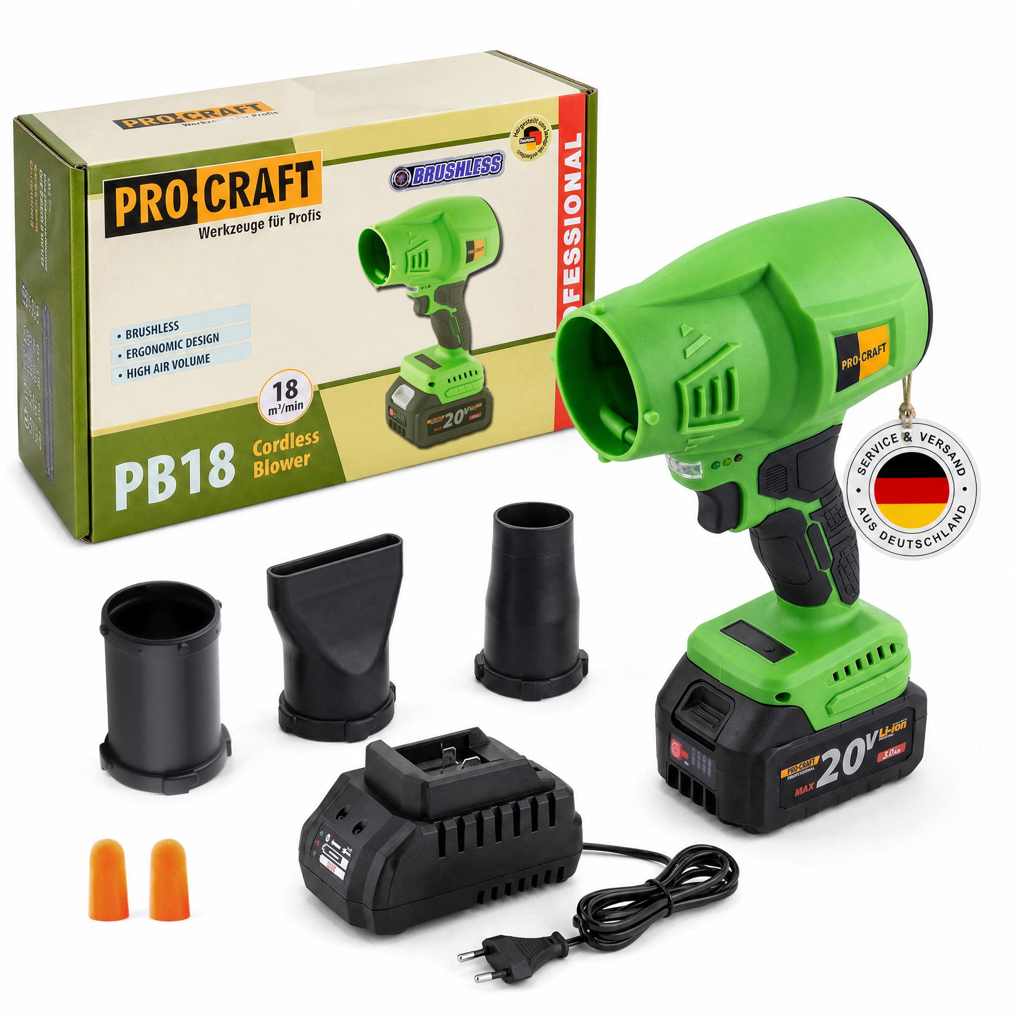 Procraft PB18 Akku Laubblaeser 20 V 1x Akku 3 0 Ah Ladegraet 0 - toolbrothers