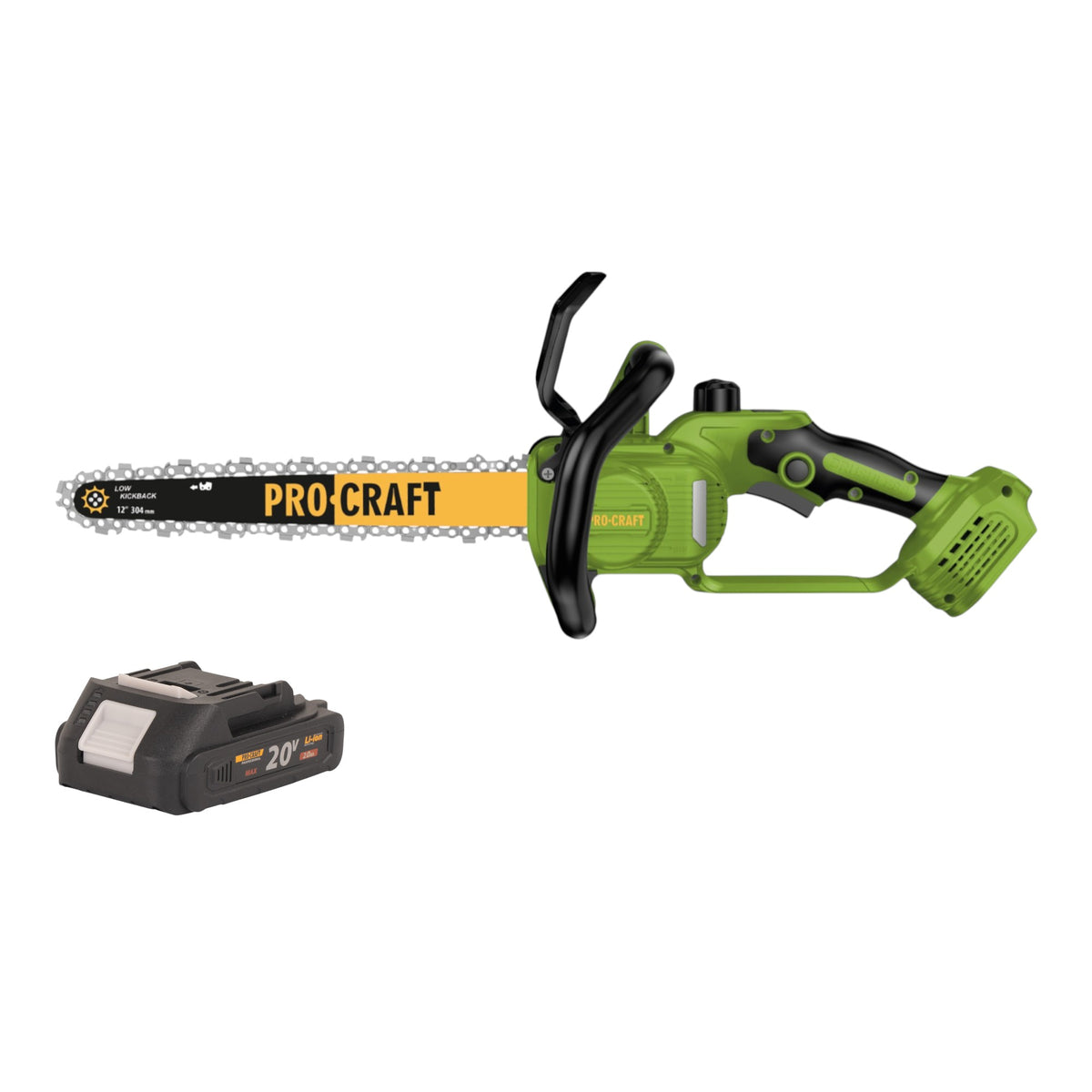 Motosierra a batería Procraft PKA33-BB 20 V 304 mm sin escobillas + 1 batería de 2,0 Ah, sin cargador