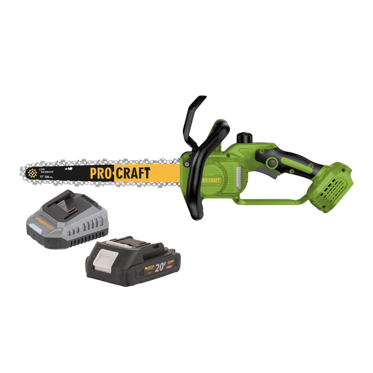 Motosierra a batería Procraft PKA33-BB 20 V 304 mm sin escobillas + 1 batería de 2,0 Ah + cargador