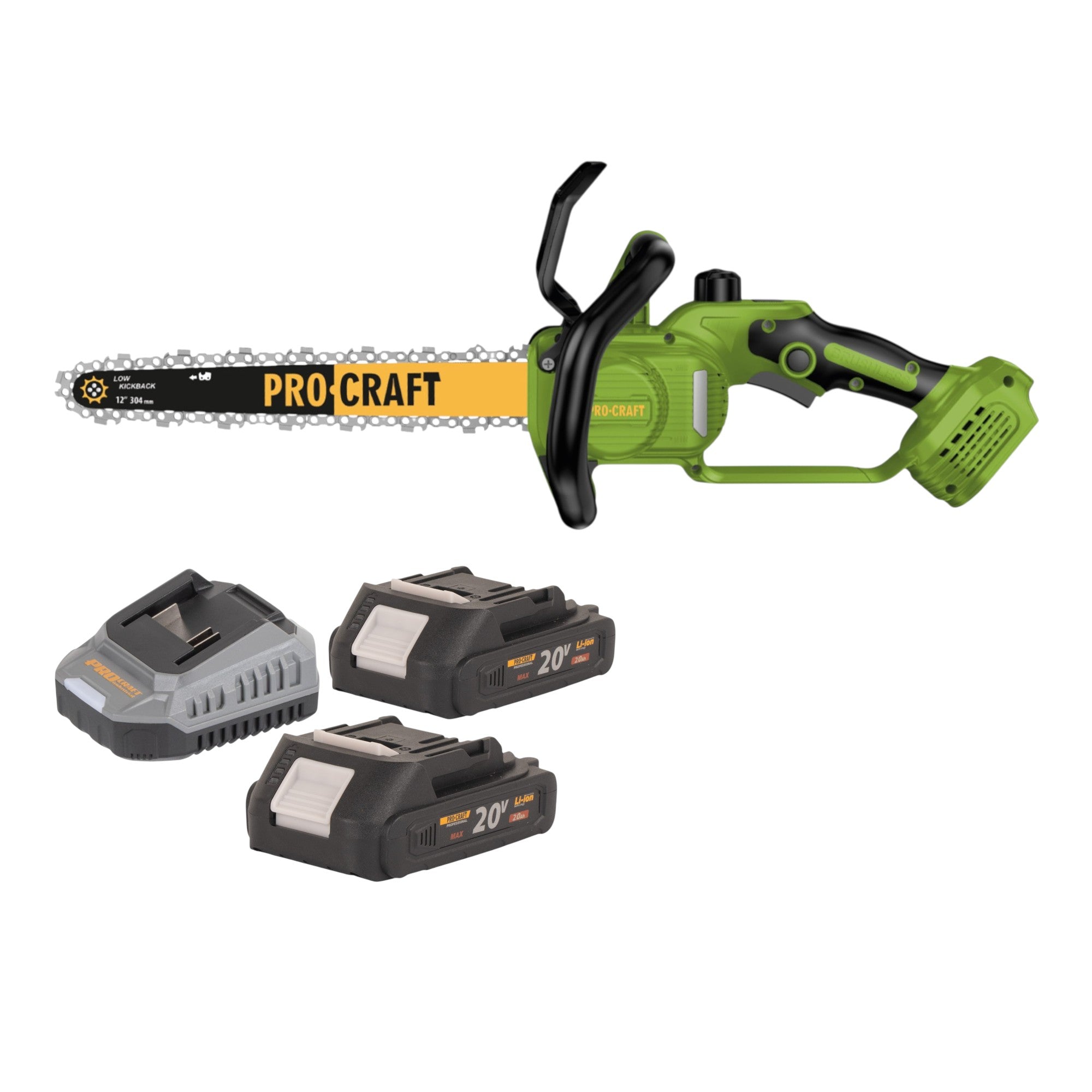 Procraft PKA33 BB Akku Kettensaege 20 V 304 mm Brushless 2x Akku 2 0 Ah Ladegeraet 0 - toolbrothers