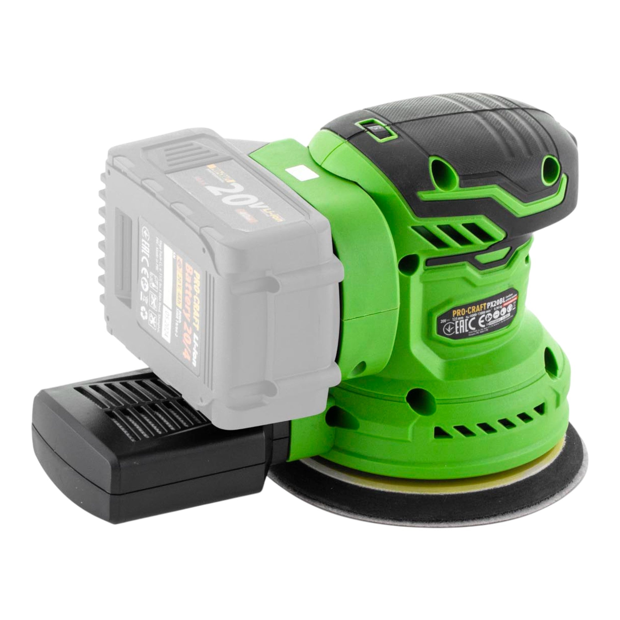 Procraft PX20BLbb Akku Exzenterschleifer 20 V 125 mm Brushless 1x Akku 2 0 Ah ohne Ladegeraet 4 - toolbrothers