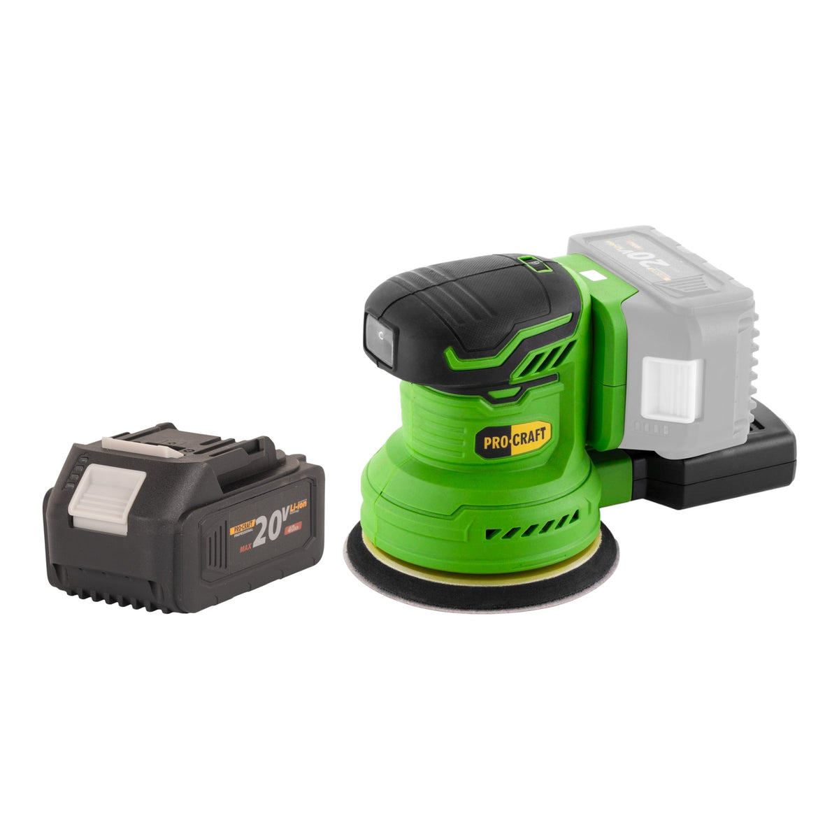 Lijadora excéntrica a batería Procraft PX20BLbb 20 V 125 mm sin escobillas + 1 batería de 4,0 Ah, sin cargador