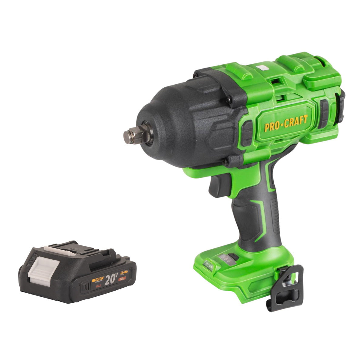 Atornillador de impacto a batería Procraft PWA80bb 20 V 1600 Nm 1/2" sin escobillas + 1 batería de 2,0 Ah - sin cargador