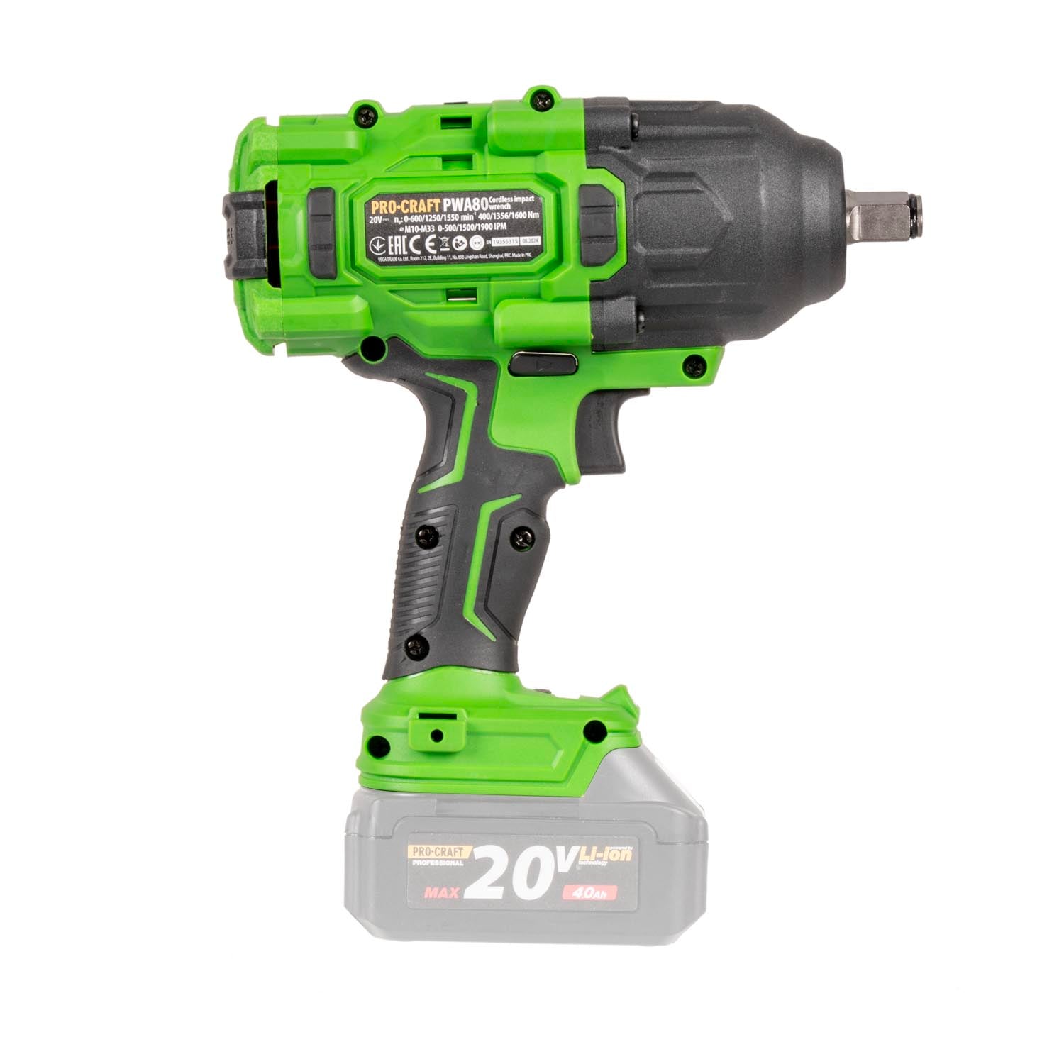 Procraft PWA80bb Akku Schlagschrauber 20 V 1600 Nm 1 2 Brushless 1x Akku 2 0 Ah Ladegeraet 4 - toolbrothers