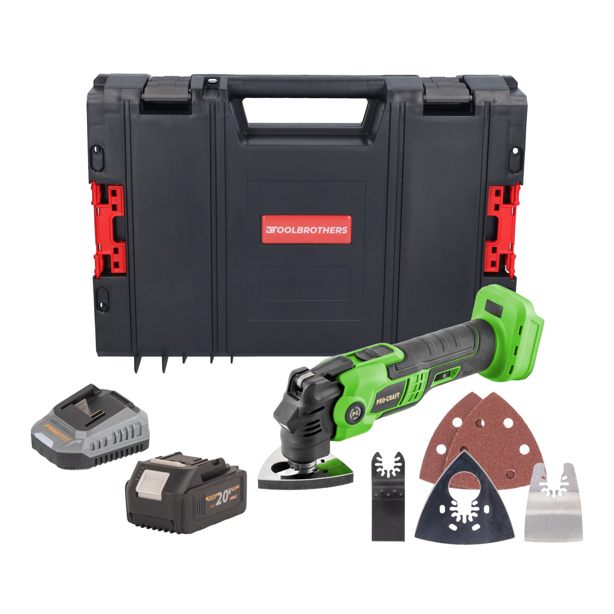 Herramienta multifunción a batería Procraft PMT22bb 20 V sin escobillas + 1 batería de 4,0 Ah + cargador + maletín RHINO Toolcase