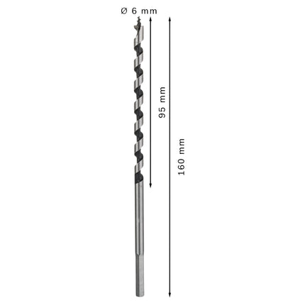 Bosch PRO Wood Schlangenbohrer 6 x 95 x 160 mm HEX 260858569 fuer Schlagbohrschrauber und Bohrschrauber  2 - toolbrothers