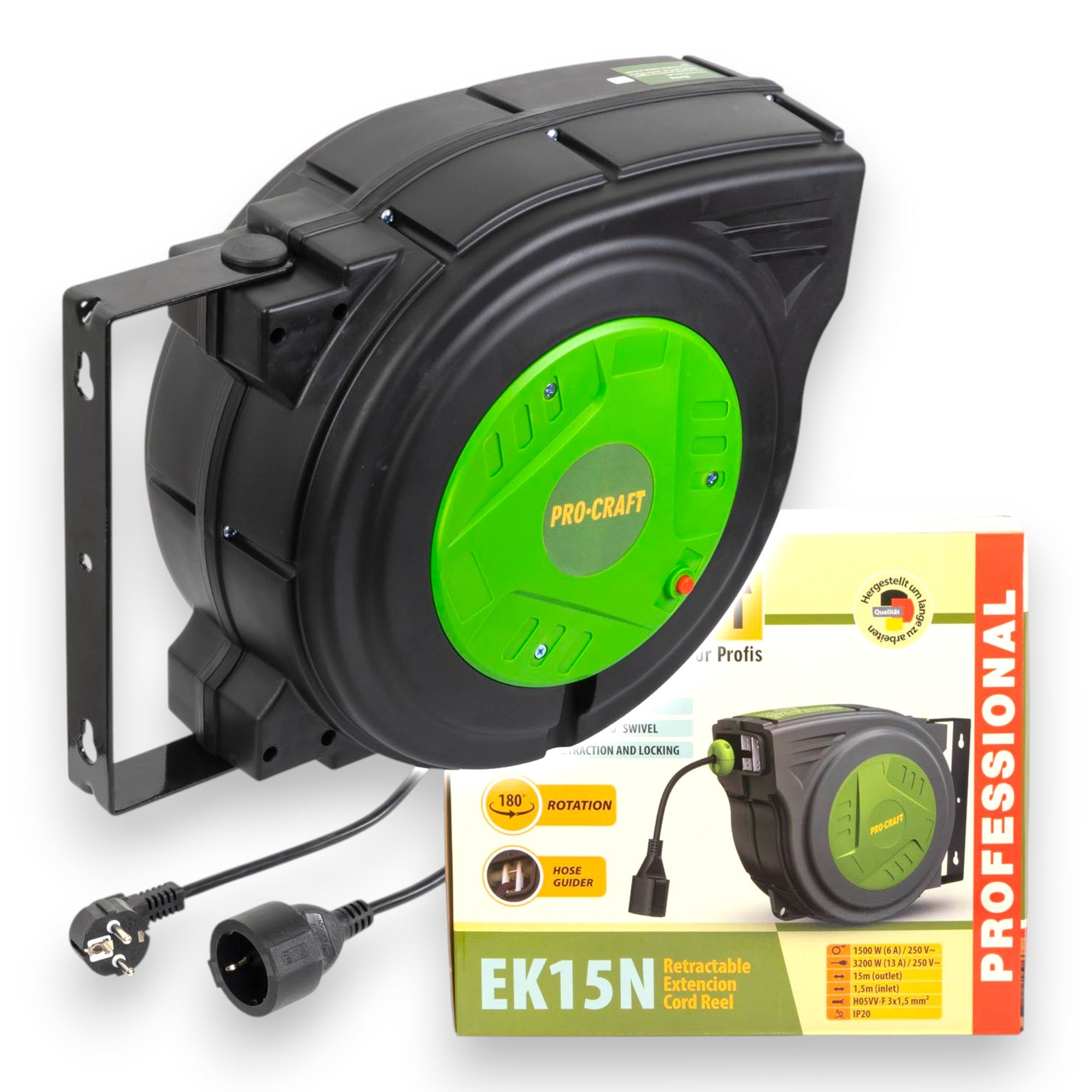 Procraft EK15N Selbsteinziehendes Verlaengerungskabel 15 m 0 - toolbrothers