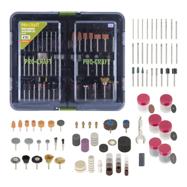 Procraft GK 418 Zubehoer Set 418 teilig Universal fuer Geradschleifer 0 - toolbrothers