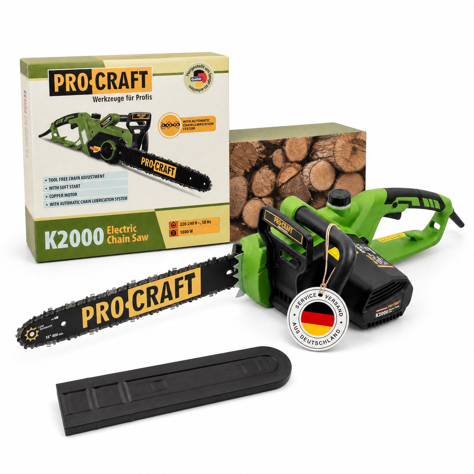 Procraft K2000 Kettensaege 1800 Watt 406 mm Schnittlaenge 0 - toolbrothers