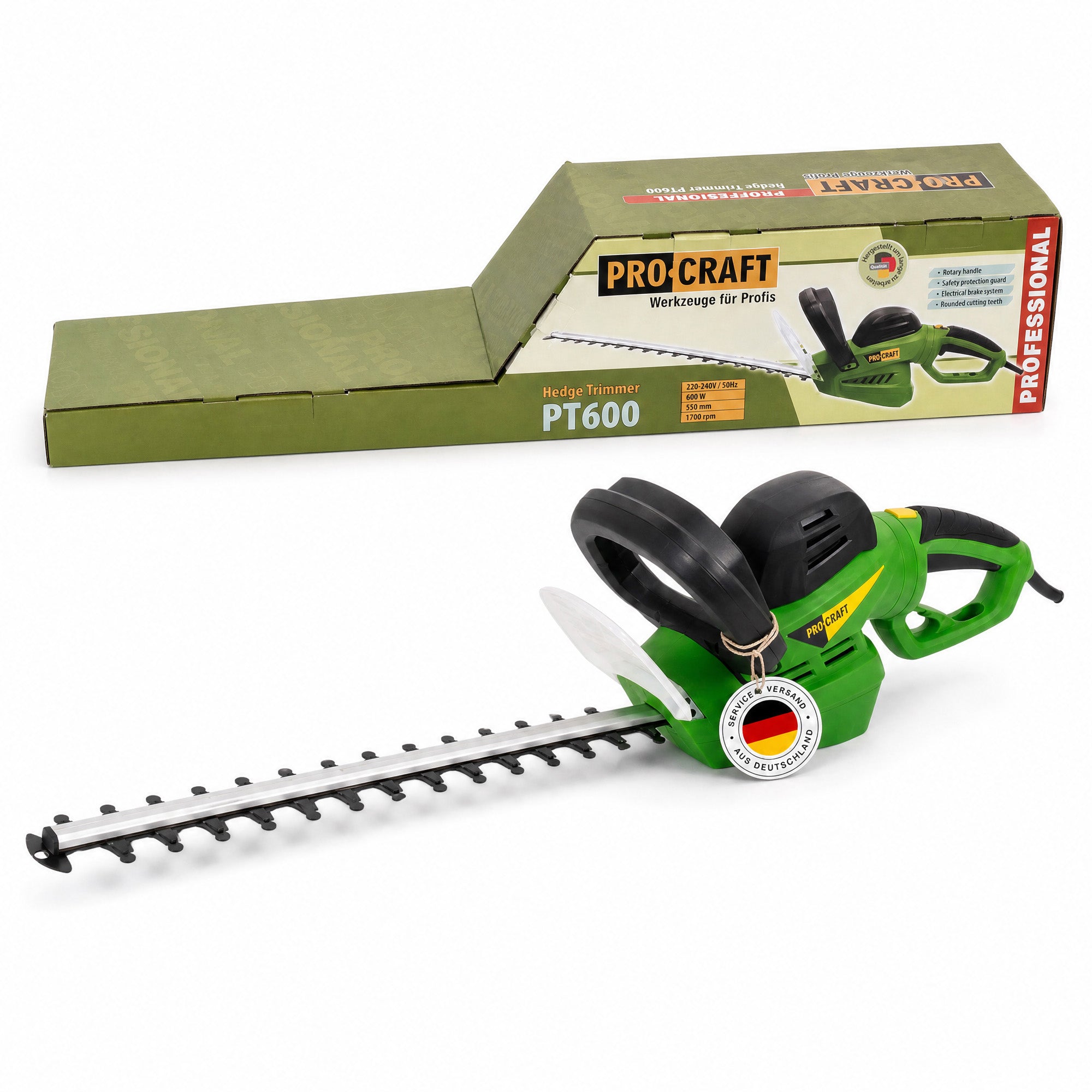 Procraft PT600 Heckenschere 600 Watt 550 mm Schnittlaenge 20 mm Schnittstaerke 0 - toolbrothers
