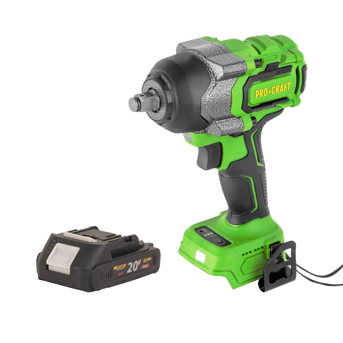 Atornillador de impacto a batería Procraft PWA36bb 20 V 850 Nm 1/2" sin escobillas + 1 batería de 2,0 Ah - sin cargador