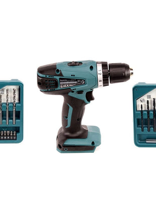 Makita DF 347 DWE 14.4V Li-ion Akku Bohrschrauber mit 2 x 1,5 Ah Akku und Ladegerät + Makita D-40216 Bit & Bohrer Set 17 tlg. im Kunststoffkoffer - Toolbrothers