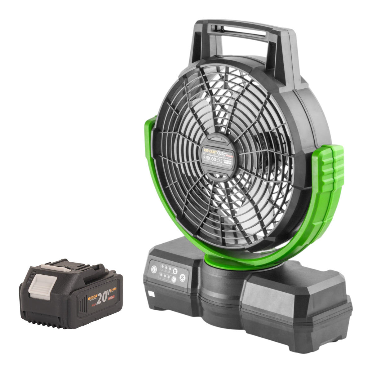 Ventilador inalámbrico Procraft CF20bb 20 V 235 mm + 1 batería de 4,0 Ah - sin cargador