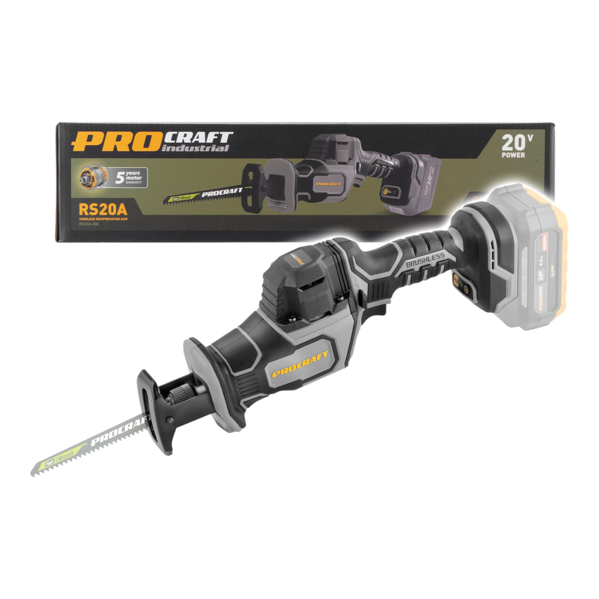 Sierra sable Procraft Industrial RS20Abb 20 V sin escobillas Solo - sin batería, sin cargador