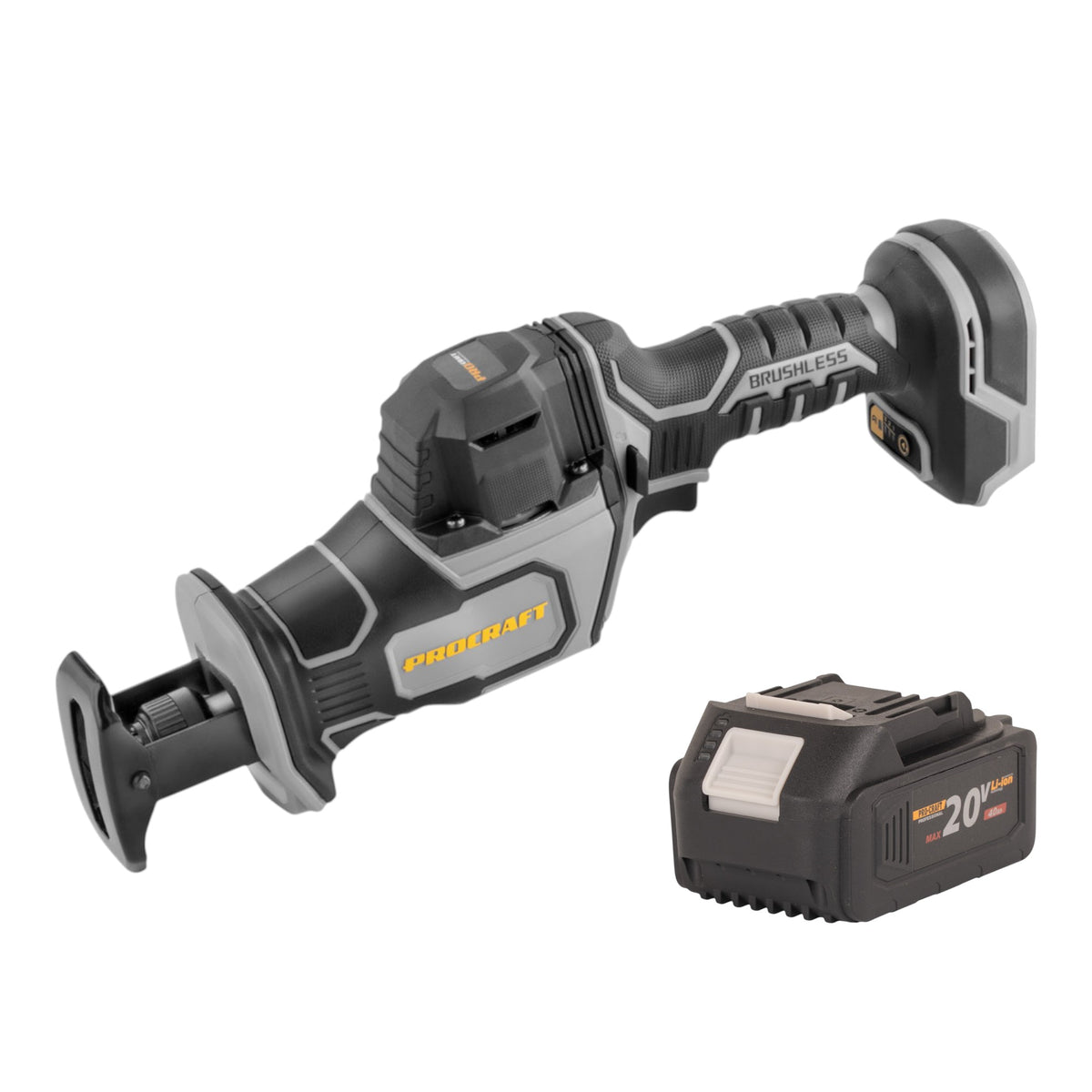 Sierra sable Procraft Industrial RS20Abb 20 V sin escobillas + 1 batería de 4,0 Ah - sin cargador