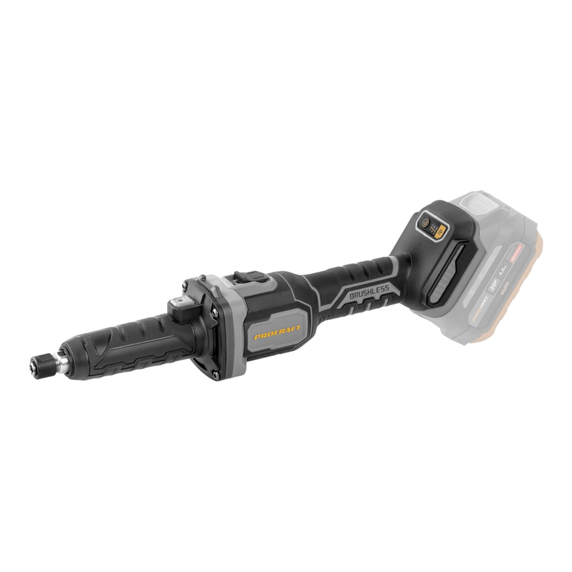 Procraft Industrial DG20A BB Akku Geradschleifer 20 V 6 mm Brushless 1x Akku 2 0 Ah ohne Ladegeraet 1 - toolbrothers