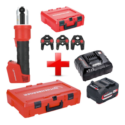 Rothenberger ROMAX NANO Akku Pressmaschine 18 V 34 kN CAS 1x Akku 4 0 Ah Ladegeraet 3 tlg TH Pressbacken Set Rocase 0 - toolbrothers