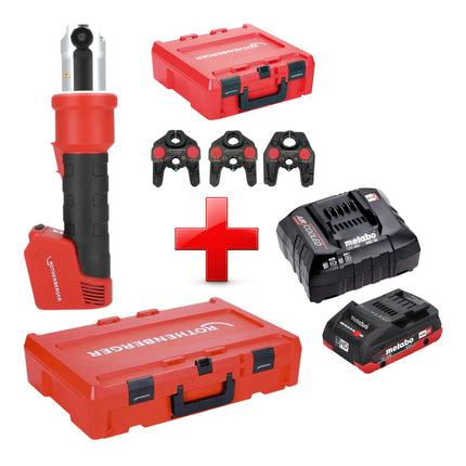 Rothenberger ROMAX NANO Akku Pressmaschine 18 V 34 kN CAS 1x LiHD Akku 4 0 Ah Ladegeraet 3 tlg TH Pressbacken Set Rocase 0 - toolbrothers