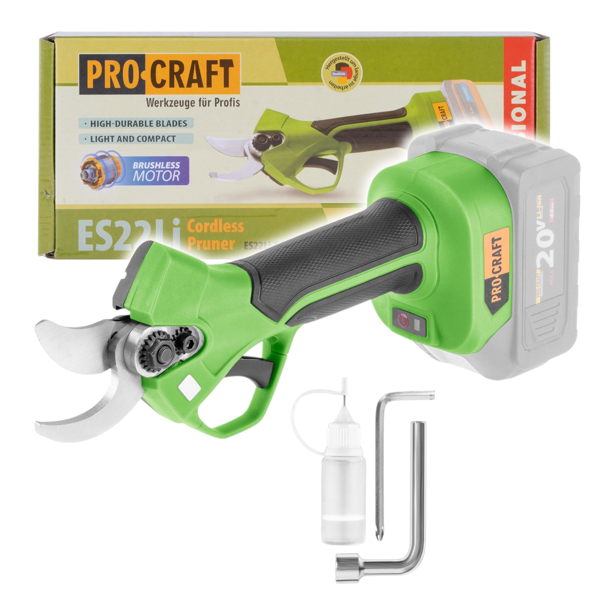 Procraft ES22Libb Akku Astschere 20 V 25 mm Brushless Solo ohne Akku ohne Ladegeraet 0 - toolbrothers
