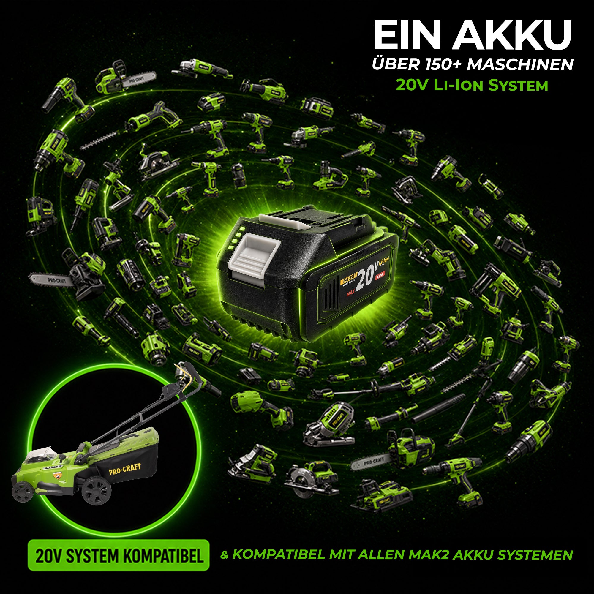 Procraft PLM20bb Akku Rasenmaeher 40 V 2x 20 V 370 mm Brushless Solo ohne Akku ohne Ladegeraet 2 - toolbrothers