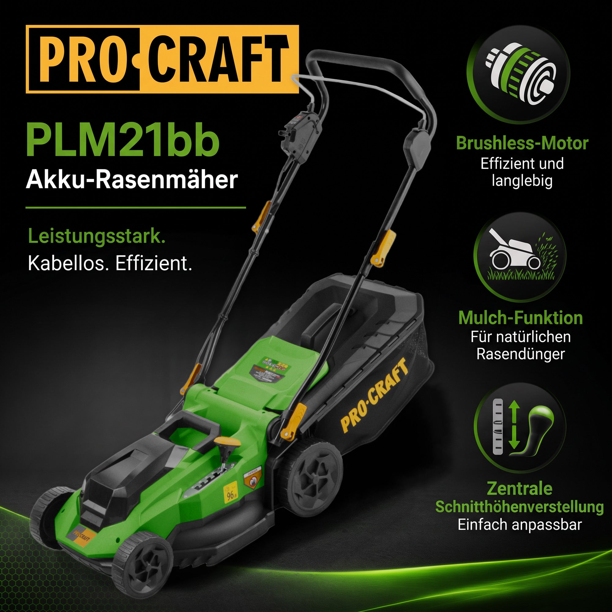 Procraft PLM21bb Akku Rasenmaeher 40 V 2x 20 V 380 mm Brushless Solo ohne Akku ohne Ladegeraet 1 - toolbrothers