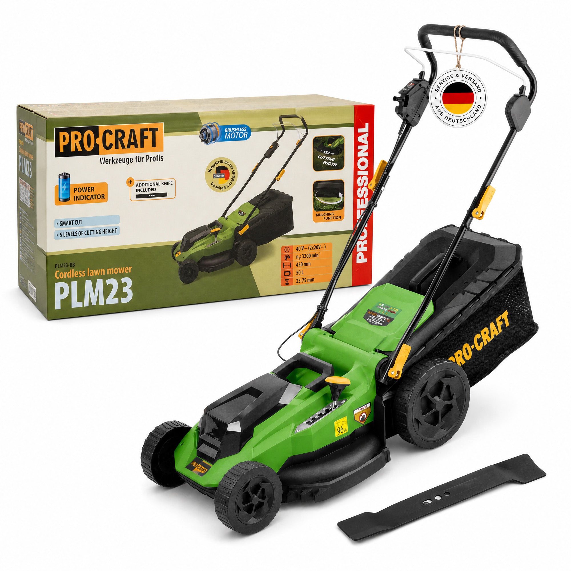 Procraft PLM23bb Akku Rasenmaeher 40 V 2x 20 V 430 mm Brushless Solo ohne Akku ohne Ladegeraet 0 - toolbrothers