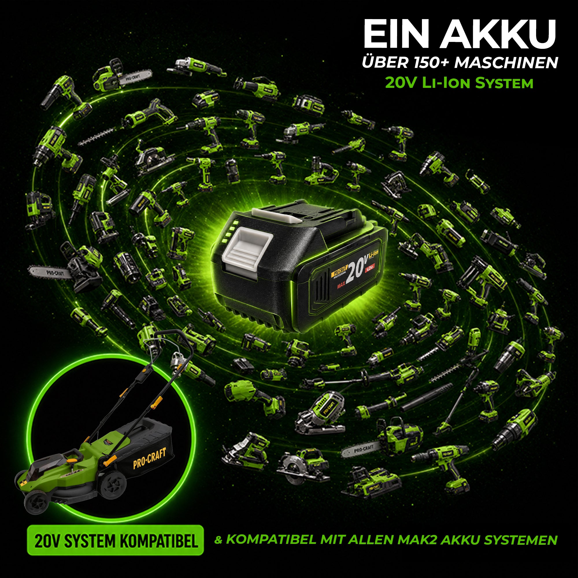 Procraft PLM23bb Akku Rasenmaeher 40 V 2x 20 V 430 mm Brushless Solo ohne Akku ohne Ladegeraet 2 - toolbrothers