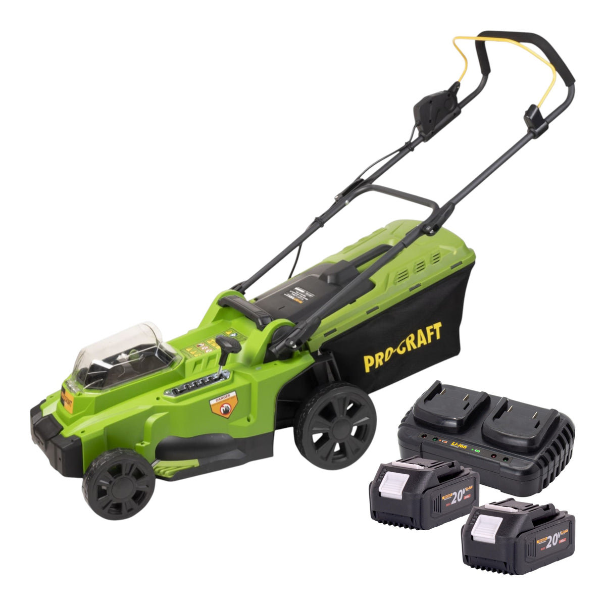 Cortacésped con batería Procraft PLM20bb 40 V (2x 20 V) 370 mm sin escobillas + 2x batería 4,0 Ah + cargador