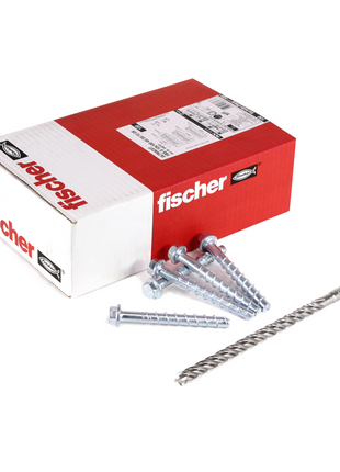 Fischer ULTRACUT FBS II Betonschraube 10x100 mm 300 Stk. ( 3x 548743 ) Sechskantkopf SW15 Unterlegscheibe galvanisiert verzinkt + Makita NEMESIS 2 Hammer und Beton Bohrer SDS-Plus 10x215 ( B-58213 ) - Toolbrothers