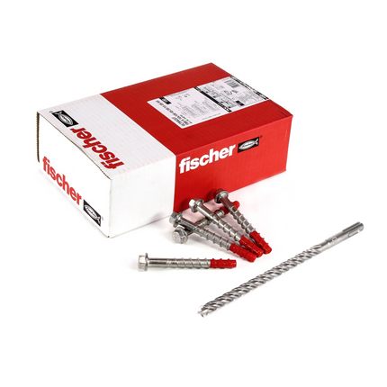 Fischer ULTRACUT FBS II A4 Betonschraube 10x100 mm 300 Stk. ( 3x 548744 ) SW15 Unterlegscheibe 45/35/15 A4 Edelstahl + Makita NEMESIS SDS-Plus Bohrer - Toolbrothers