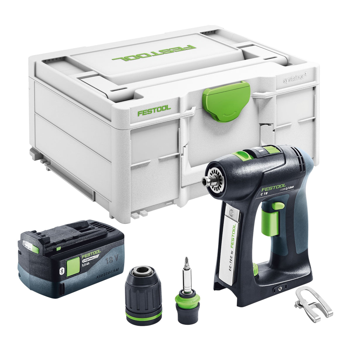 Festool C 18-Basic taladro atornillador a batería 18 V 45 Nm sin escobillas + 1x batería recargable 5,0 Ah + systainer - sin cargador