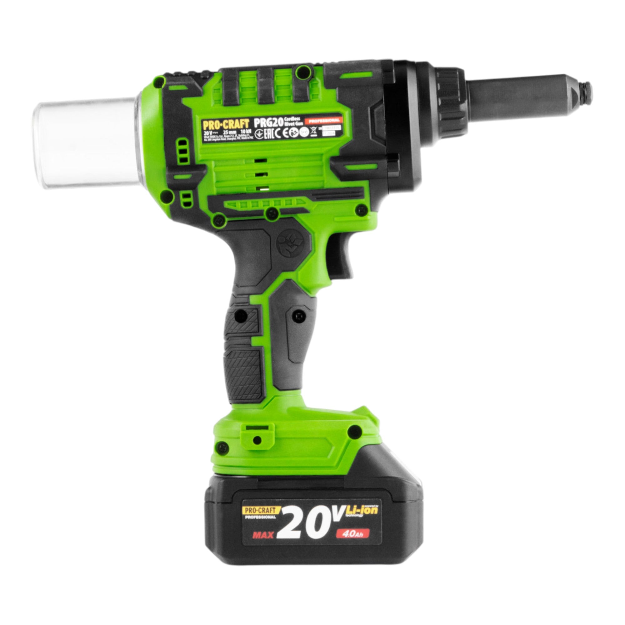 Procraft PRG20 Akku Blindnietpistole 20 V 10 kN 2 4 6 mm Brushless 2x Akku 4 0 Ah Ladegeraet Koffer 3 - toolbrothers
